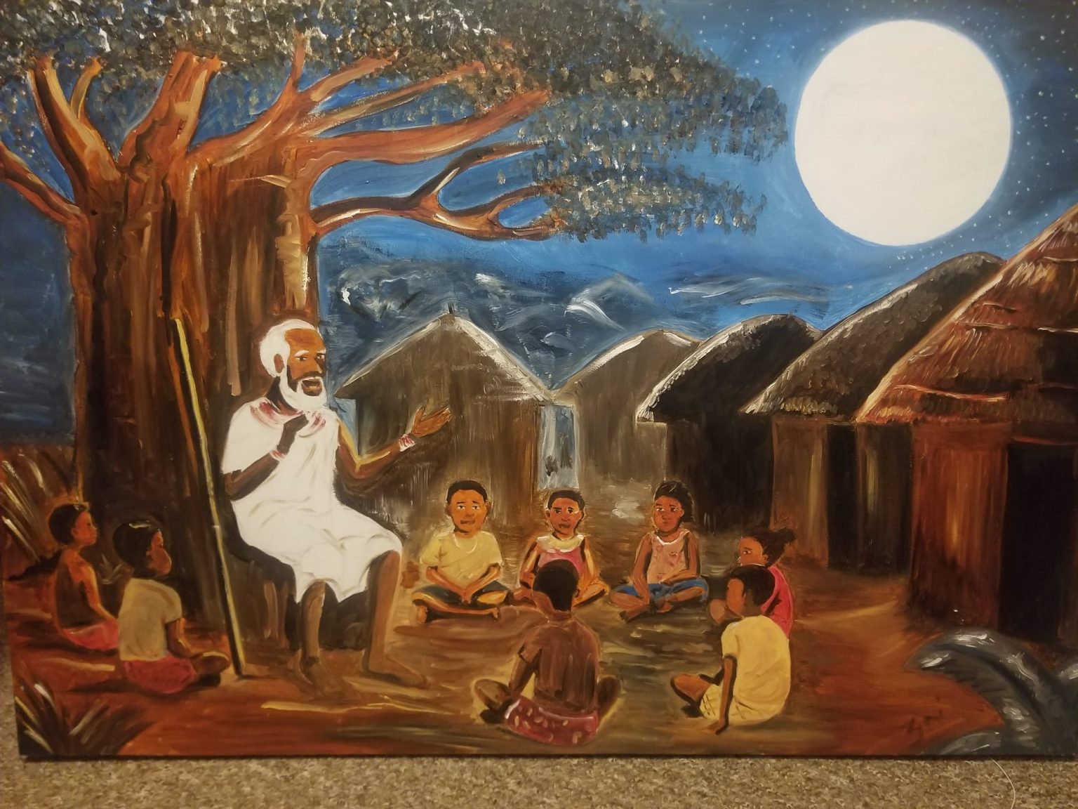 Legends in the Silver Night (Oil on Canvas Painting)
