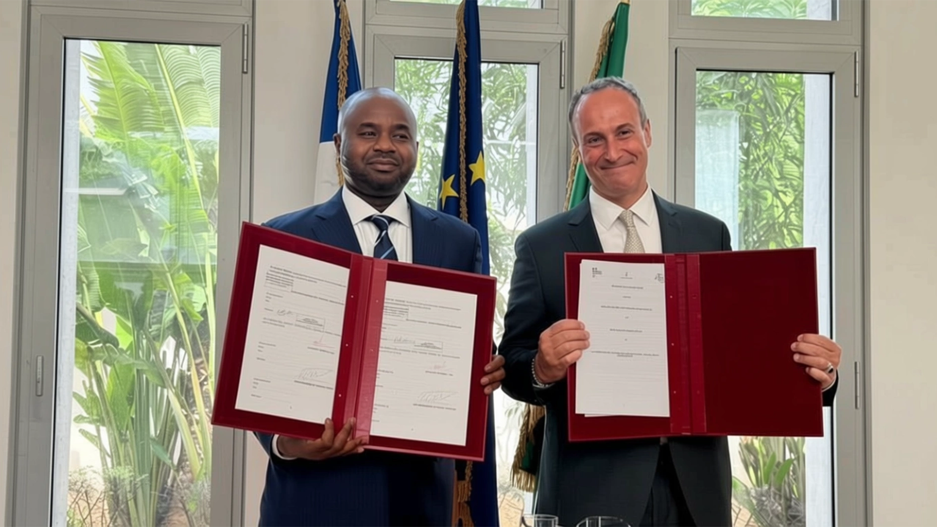 FIRS Chairman Zacch Adedeji and French Ambassador Marc Fonbaustier signing a tax cooperation agreement in Abuja
