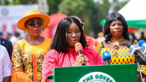 The wife of the Rivers State Governor, Lady Valerie Siminalayi Fubara