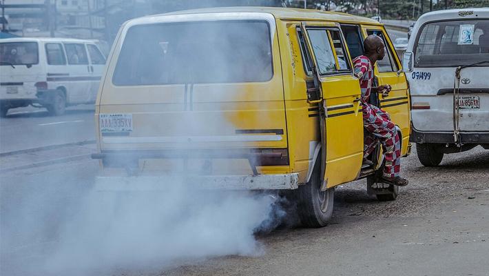 A smoky 1990 Volkswagen Transporter plying road in Lagos. The Lagos State Environmental Protection Agency (LASEPA) said vehicle emissions are responsible for approximately 70 per cent of choking smog affecting the state.