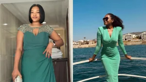 Photo showing HueBeautyGlam’s client weight loss transformation thanks to Mounjaro