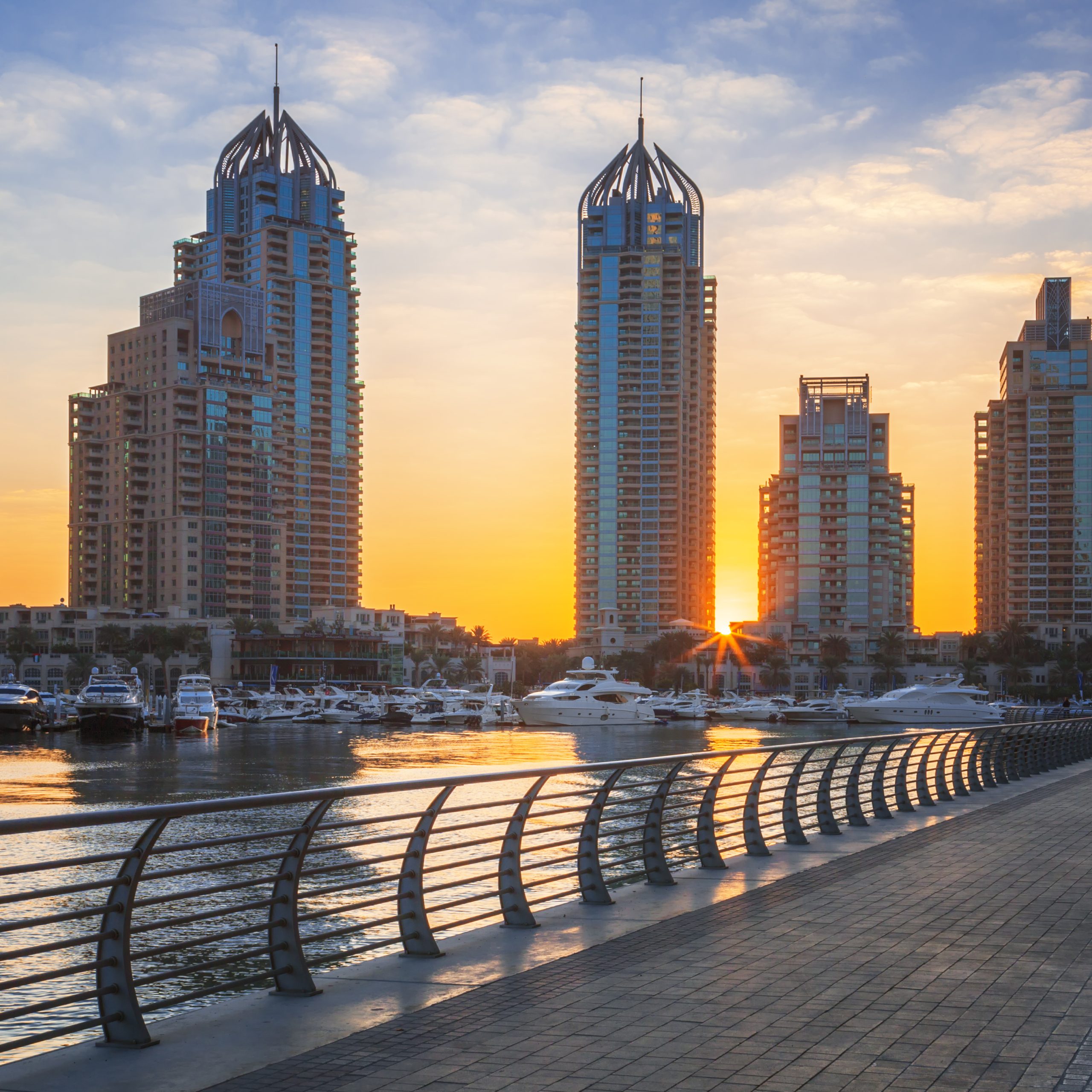 Dubai marina at sunrise