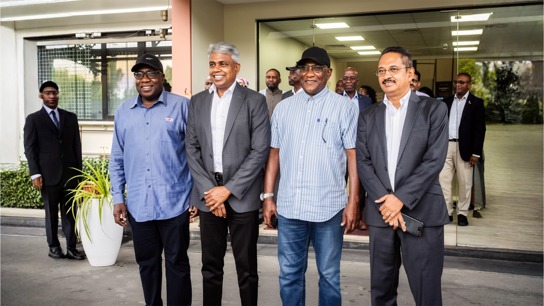 Engr Saidu Aliyu Mohammed, Chief Executive Officer of NMDPRA (centre), flanked by Indorama CEO Munish Jindal and others during the facility tour in Port Harcourt