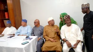 Former Minister of State for Defence, Sen. Musiliu Obanikoro (right); PCC National Coordinator and member representing Ikeja Federal Constituency, Abiodun Faleke; Pelumi; Danmole and others at the event.