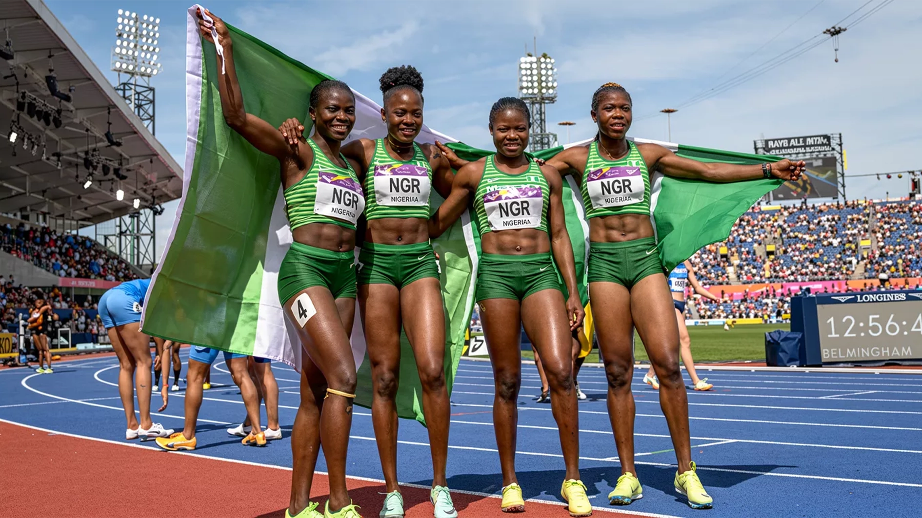 Gold medallists Nigeria’s Tobi Amusan, Nigeria’s Favour Ofili