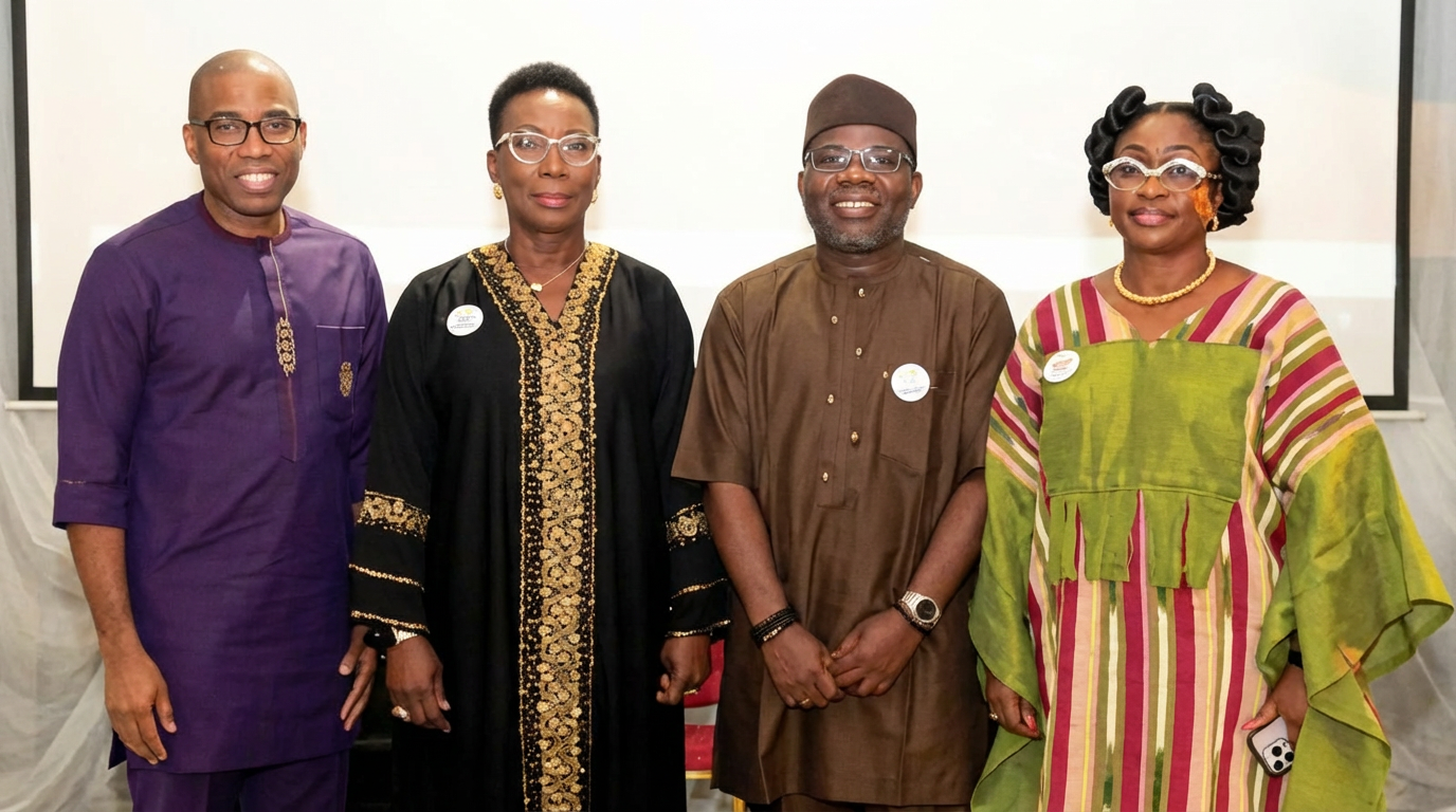Member, Board of Trustees, i-Scholar Initiative (iSI), Uwem Ukpong (left); iSI BOT Chair, Tolu Ewherido; iSI President, Victor Ogunmola; and BOT member, Titilayo Olujobi, at the stakeholders meeting in Lagos, recently.