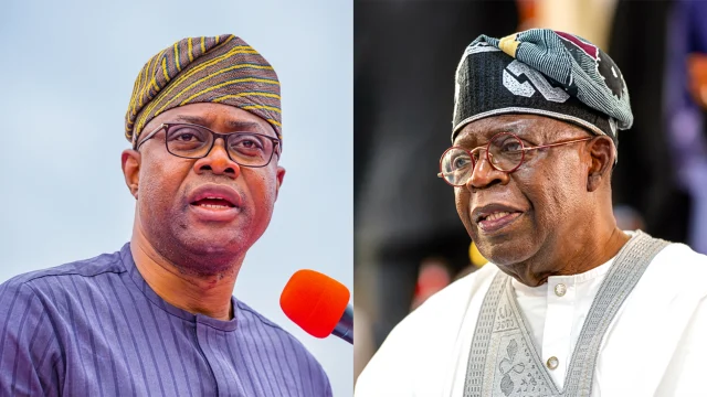 Oyo State Governor Seyi Makinde (L) President Bola Tinubu (R)
