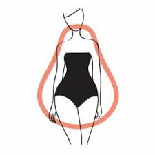 Pear body shape silhouette with wider hips and a slimmer upper body, showing natural body proportions