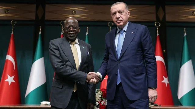 President Bola Ahmed Tinubu (left) and President of the Republic of Türkiye, Recep Tayyip Erdoğan, during Tinubu’s state visit to Ankara, Türkiye, yesterday.