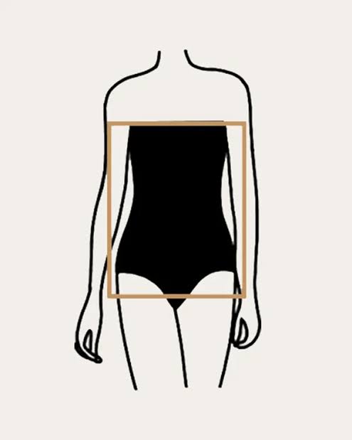 Rectangle body shape silhouette with straight proportions and minimal waist definition