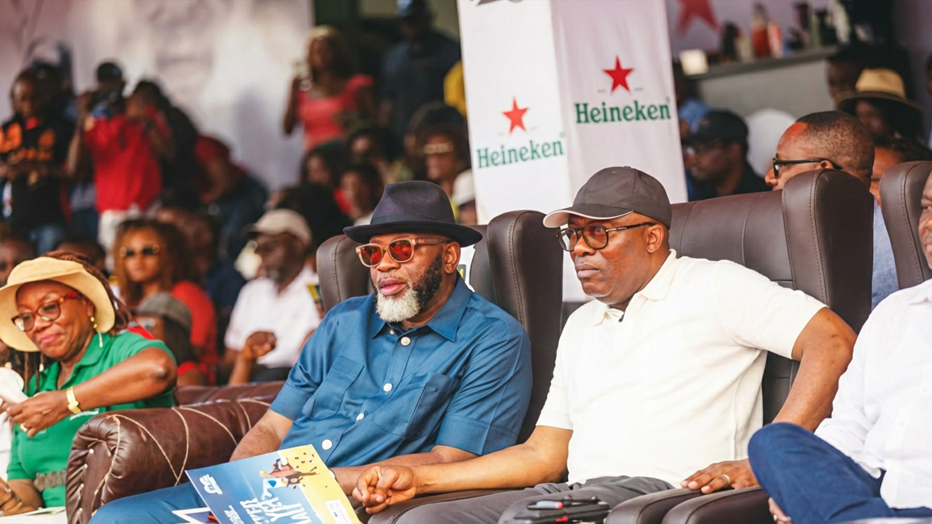 Rivers State Governor, Siminalayi Fubara (right) with the president of Port Harcourt Polo Club, Henry Prince Agbodjan