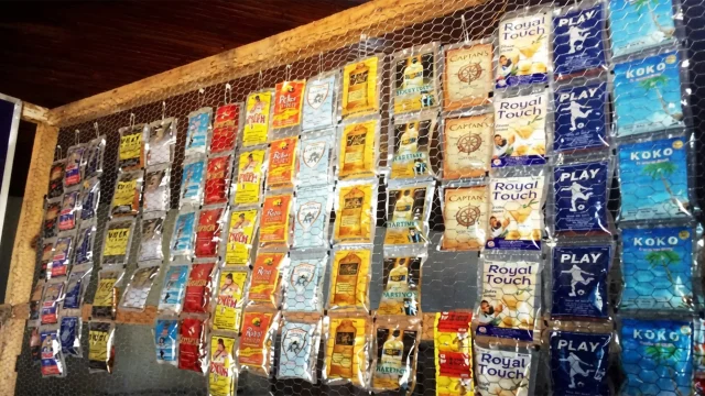 Sachets of alcoholic drinks on display at Aswani market