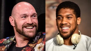 This combination of pictures shows Boxer Tyson Fury (L) and Anthony Joshua (Photos by RINGO CHIU and FAYEZ NURELDINE AFP)
