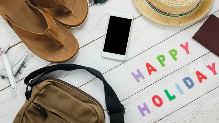 Top view essential accessories to travel.The items travel concep