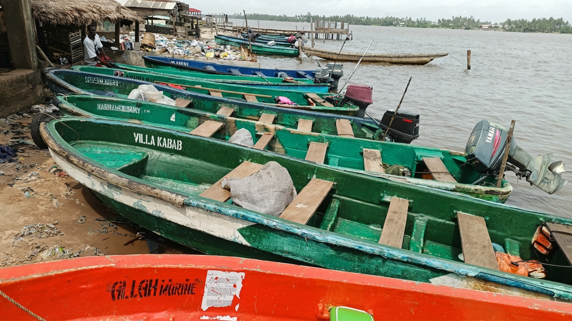 Wooden passenger boats at jetty