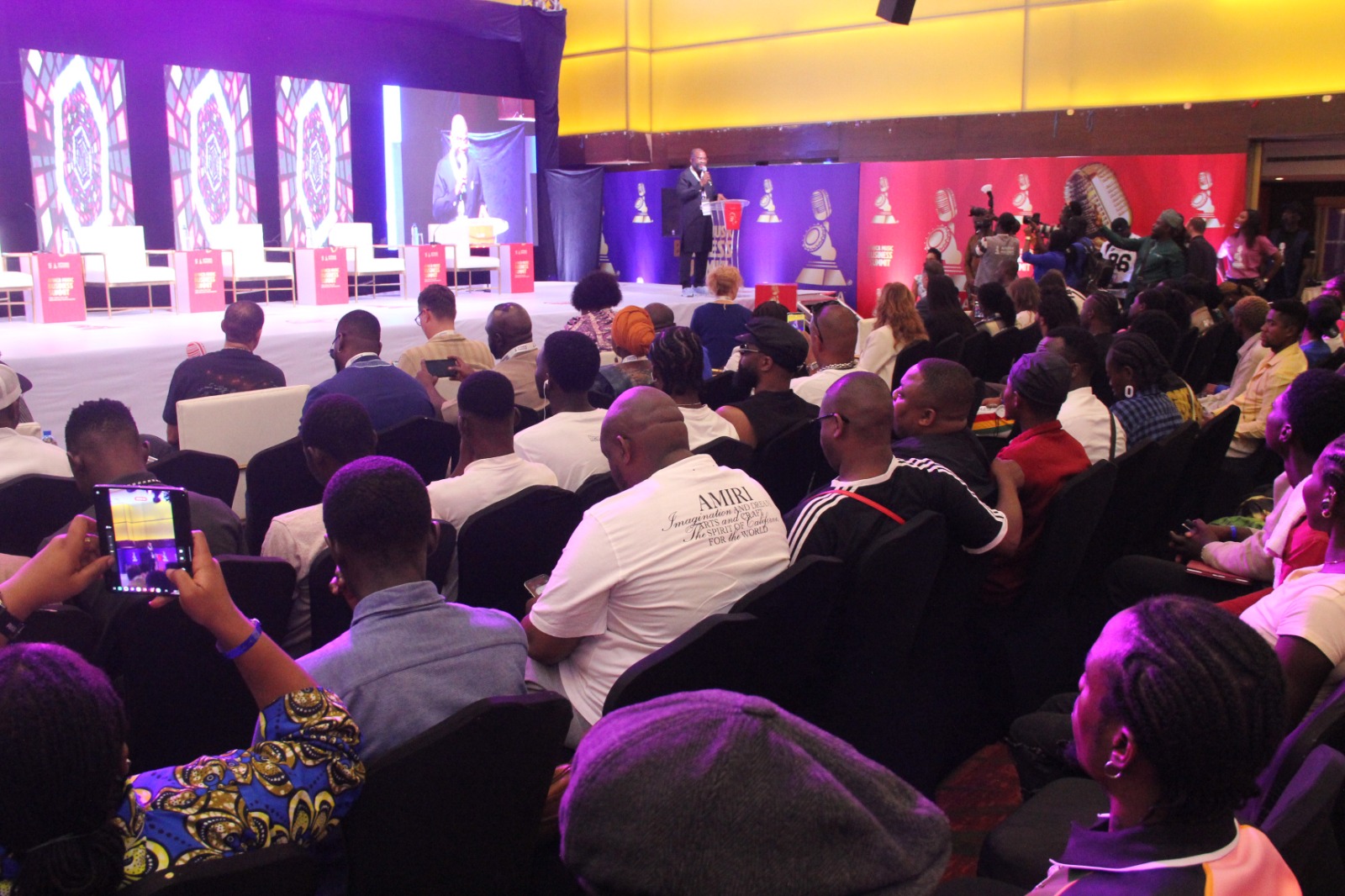 Participants listen to a speaker during the AFRIMA Africa Music Business Summit in Lagos