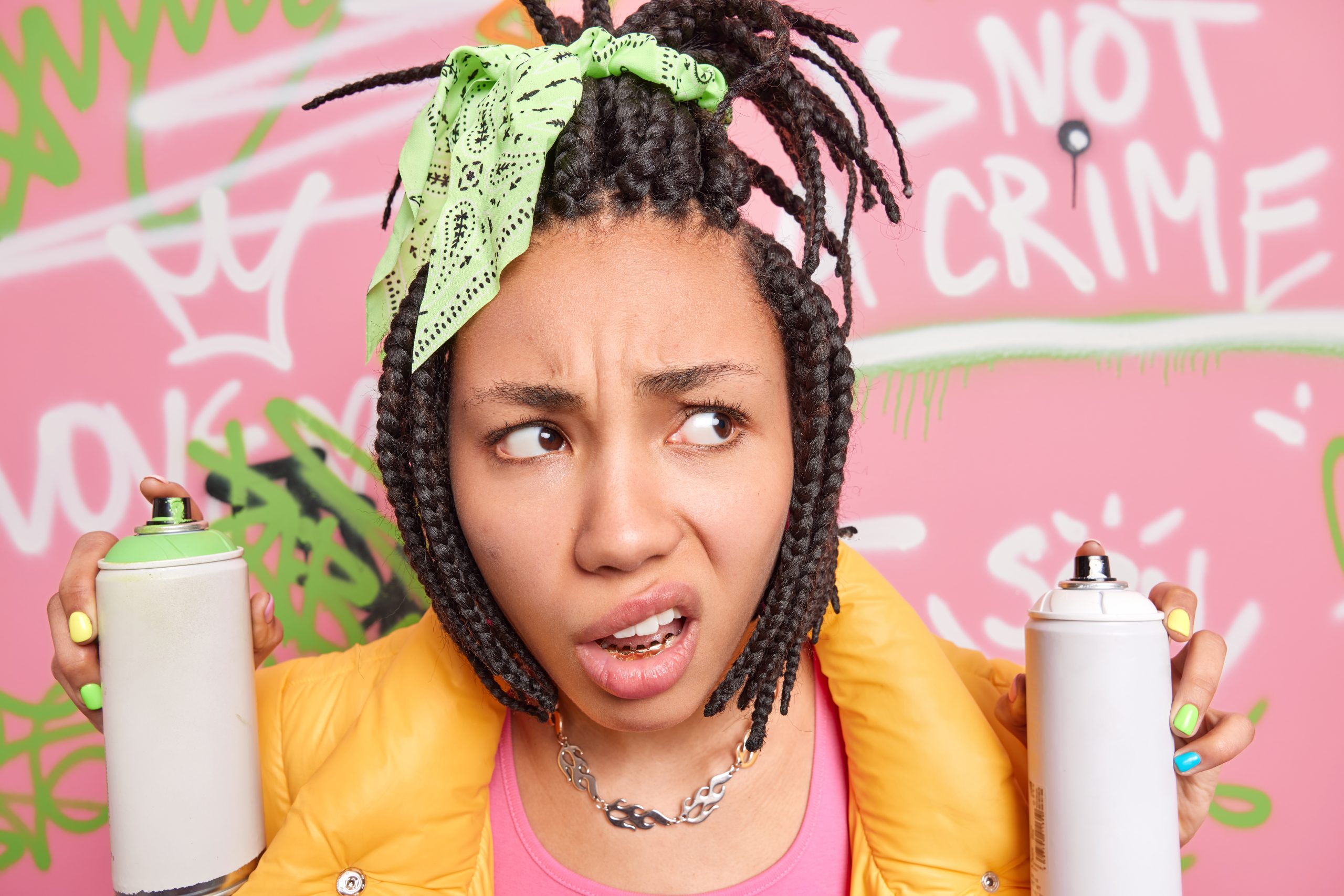 Close up shot of indignant dissatisfied Afro American teenage girl 
