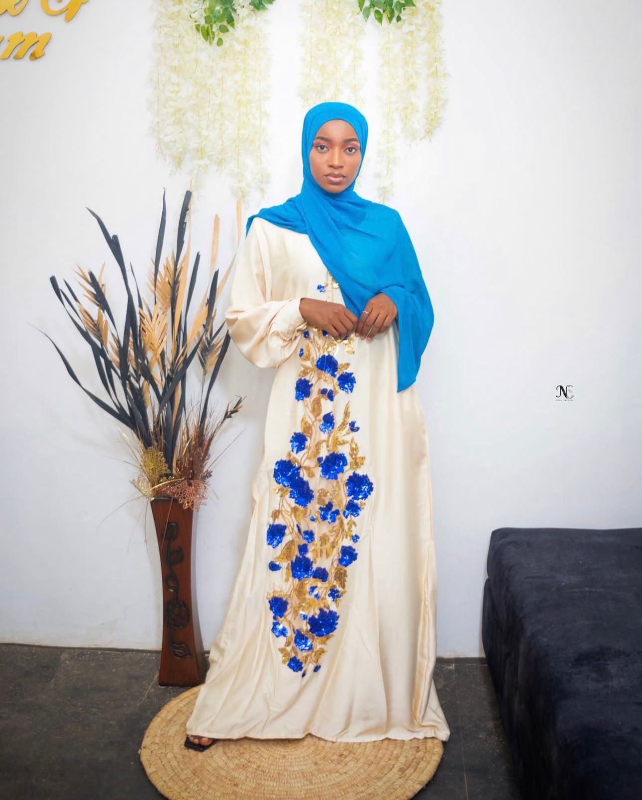 Embellished cream gown from House of Anaum's collection by Lateefat Odunuga