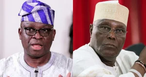Ayodele Fayose (L) former Vice President Atiku Abubakar (R)