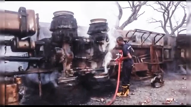 Burnt petrol tanker