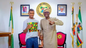 Governor Babajide Sanwoolu and Kanyeyachukwu Tagbo-Okeke
