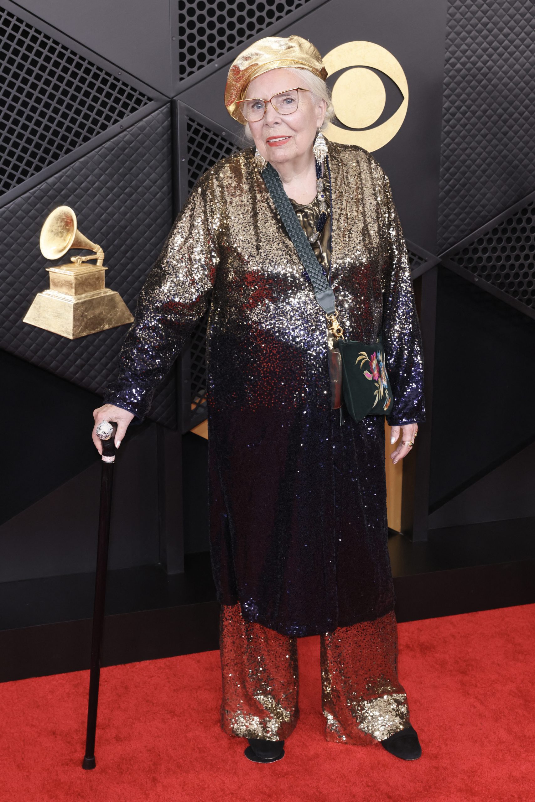 Canadian singer-Songwriter Joni Mitchell at the 68th Annual Grammy Awards. (Photo by Etienne Laurent / AFP) 