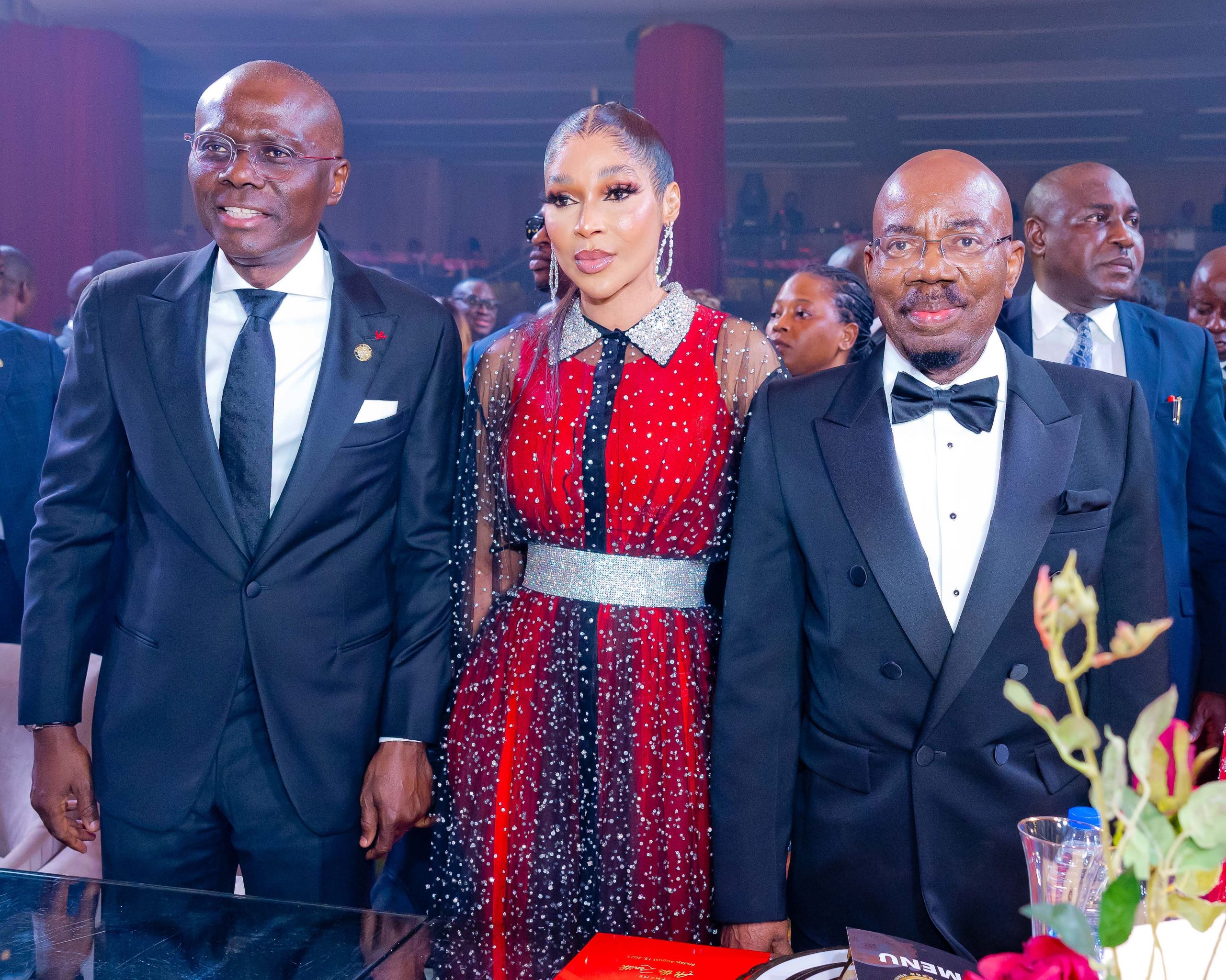 (L-R) The Governor of Lagos State, Mr Babajide Olusola Sanwo-Olu, CON; Dame Dr Adaora Umeoji, OON; and Founder and Chairman of Zenith Bank PLC, Jim Ovia, CFR