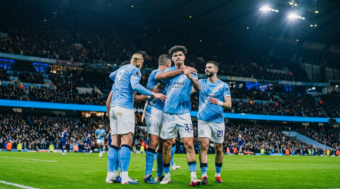 Manchester City thrashed Chelsea 3-0, second-half blitz narrowing gap on Arsenal after Bournemouth beat them, intensifying Premier League title race.