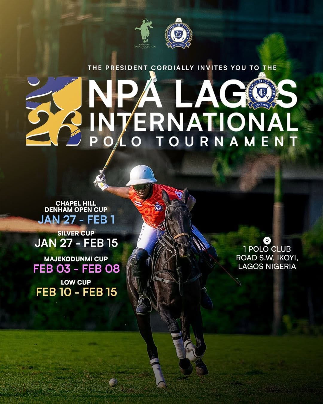 NPA Lagos International Polo Tournament poster. Photo credit Instagram @lagospoloclub