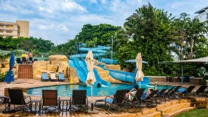 Pool and waterslide area at Federal Palace Hotel and Casino, Lagos