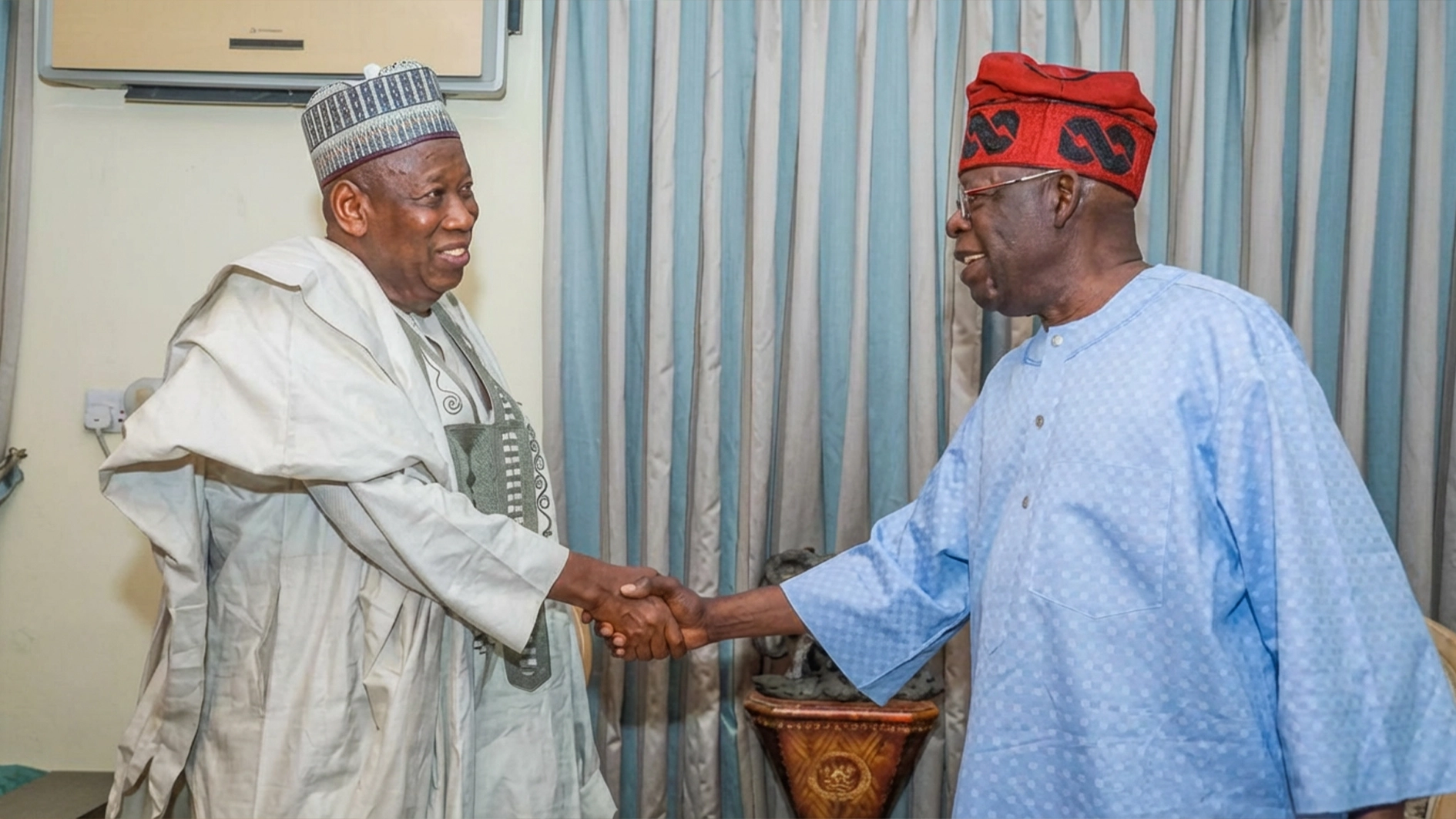 President Bola Tinubu and former APC National Chairman Dr. Abdullahi Umar Ganduje, Photo Twitter