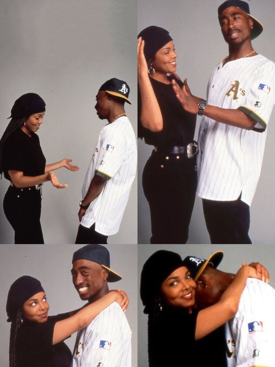 Priscilla Ojo and Juma Jux pose in a 90s inspired photoshoot recreating a classic Tupac image