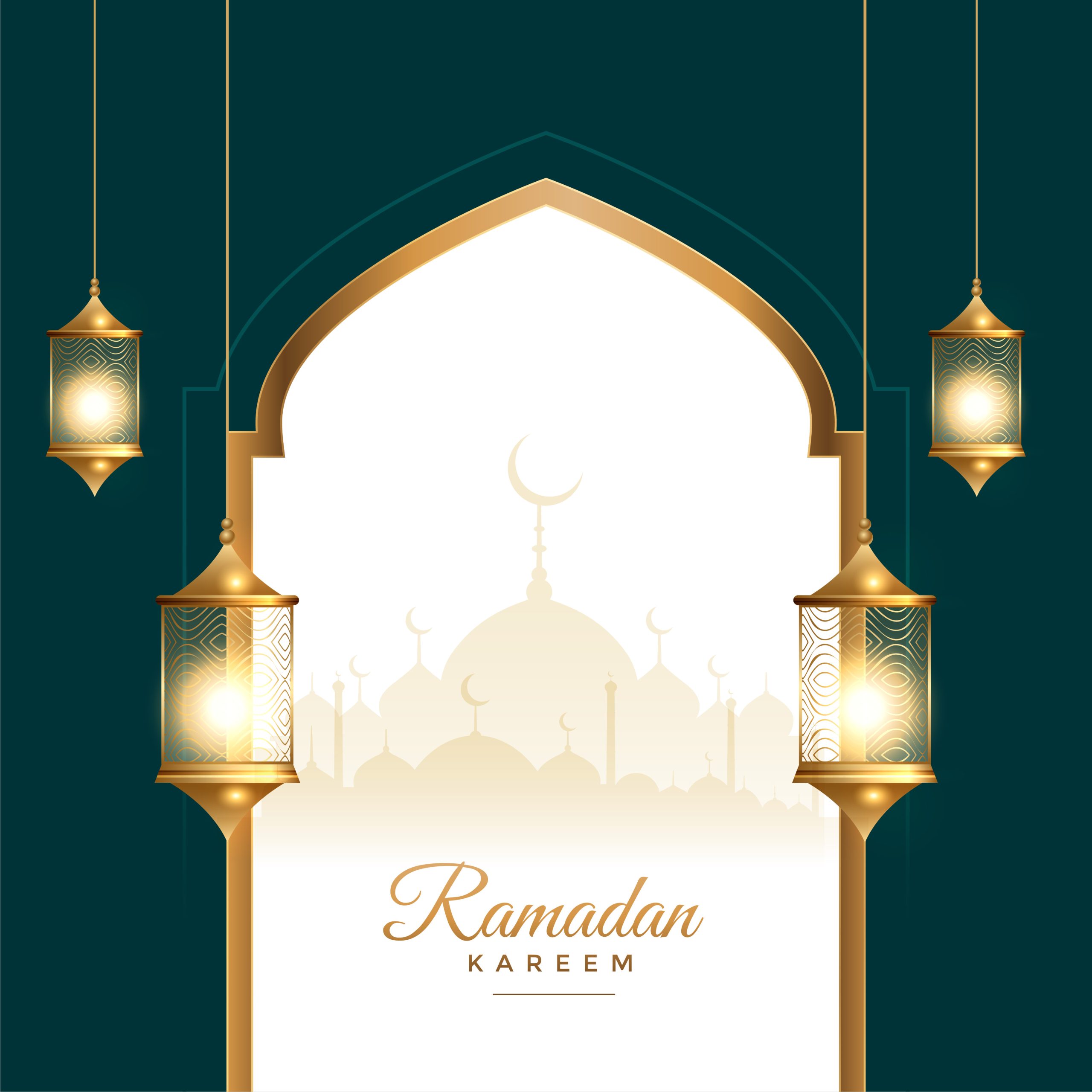 ramadan kareem festival card with lantern decoration