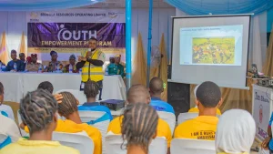 A community road traffic safety awareness session.
