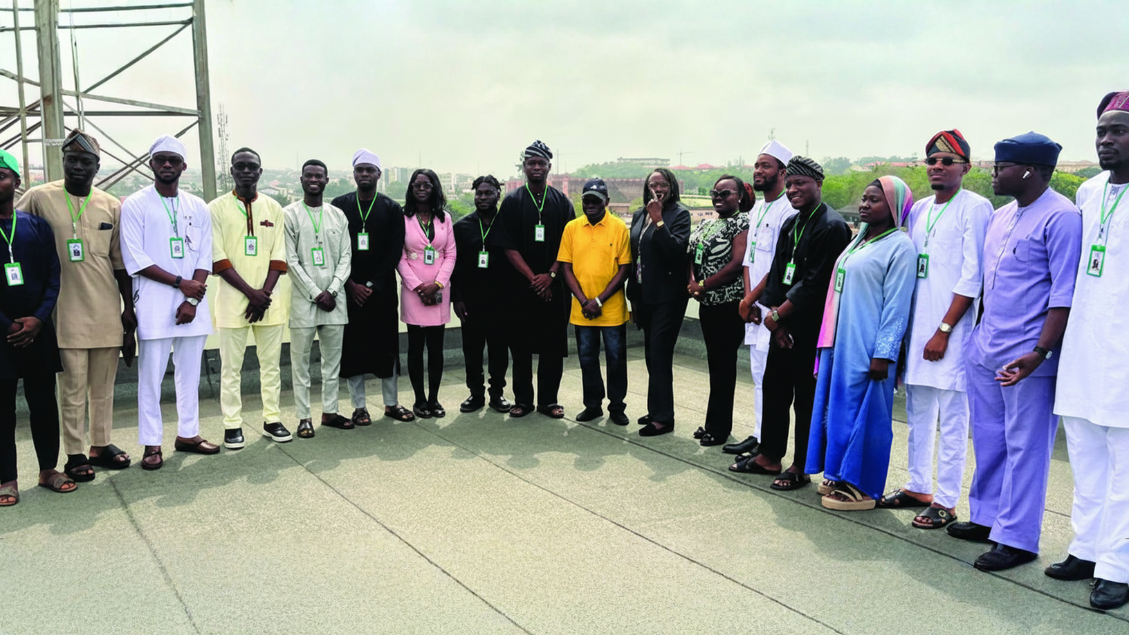 President Olusegun Obasanjo (9th from right) with Student Leaders of the University of Lagos at the Training Pavilion, Olusegun Obasanjo Leadership Institute.