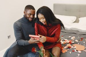 African couple spending time together