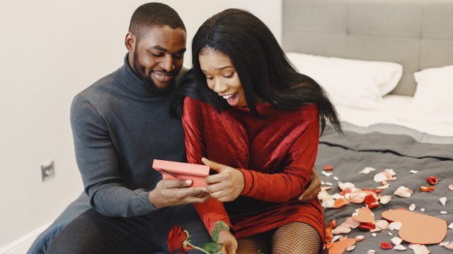 African couple spending time together