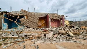 One of the demolished buildings