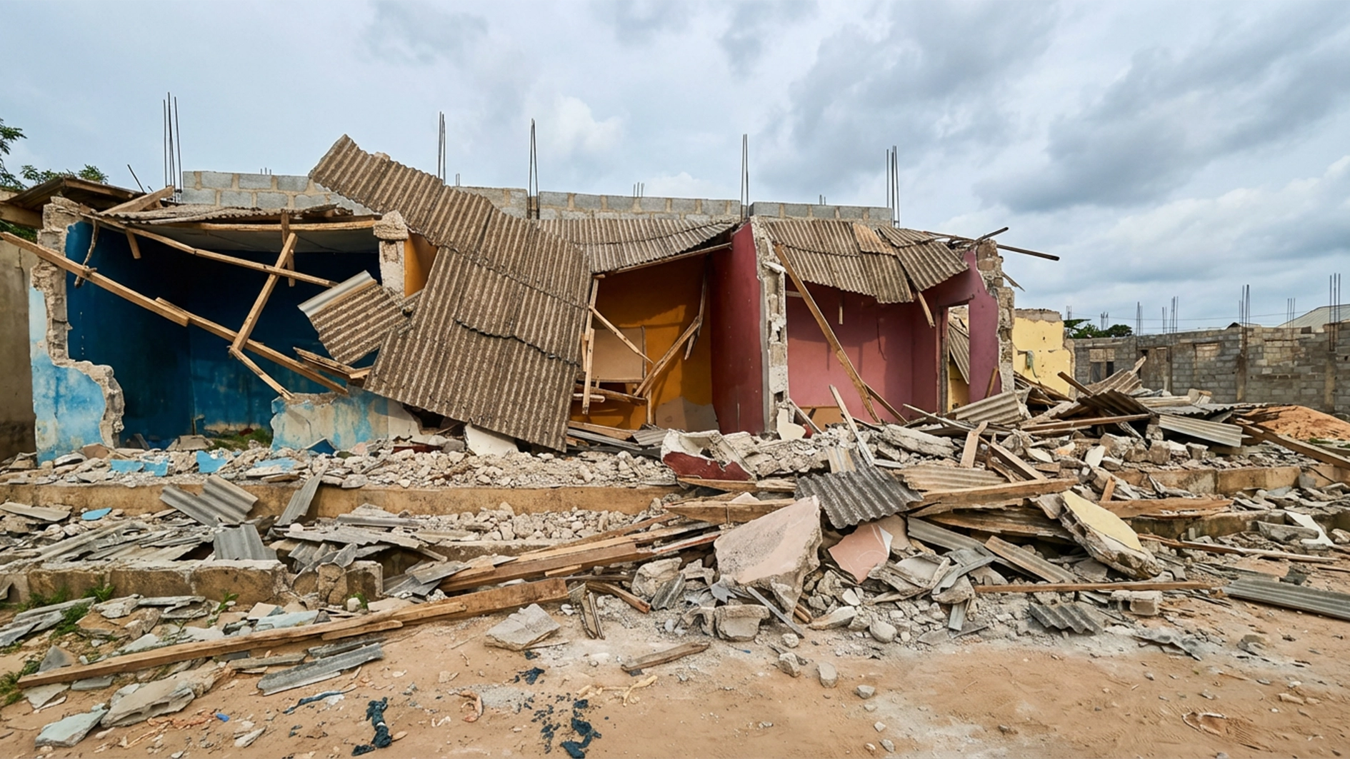 One of the demolished buildings