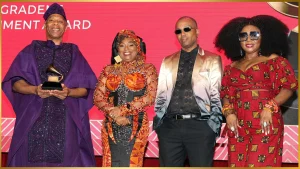 Fela Kuti’s family receive his posthumous Lifetime Achievement Award at the 68th Grammy Awards