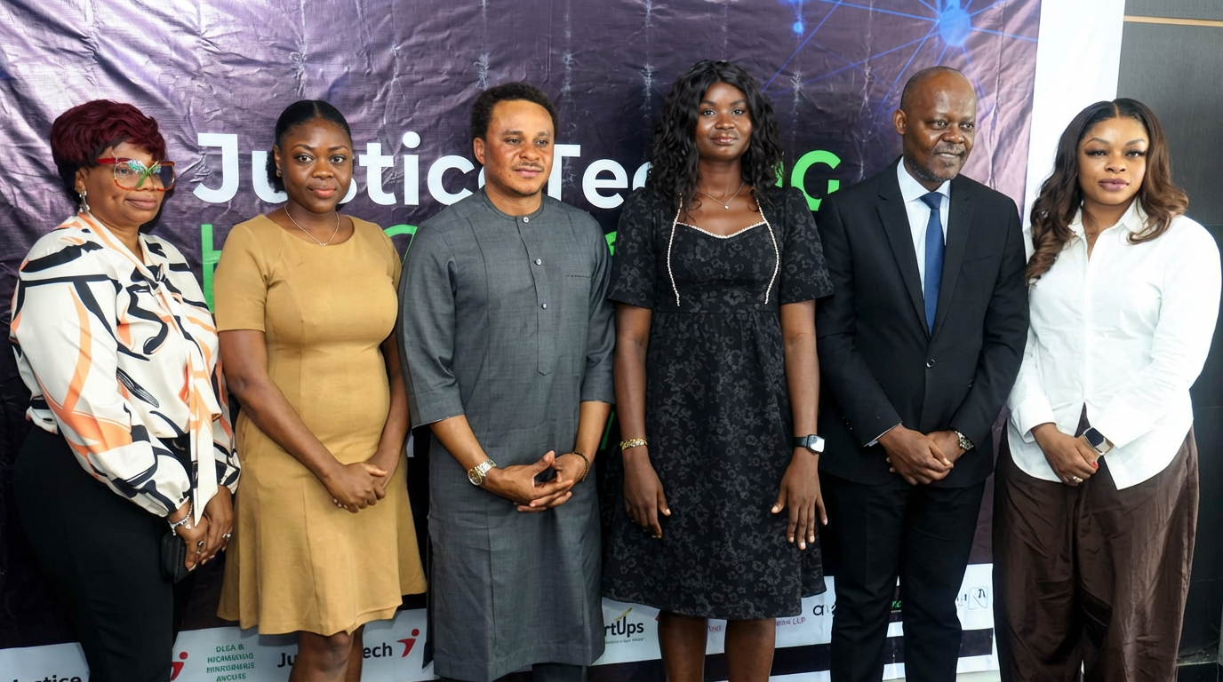 Participants at the Lagos press conference for the JusticeTechNG Demo Day.