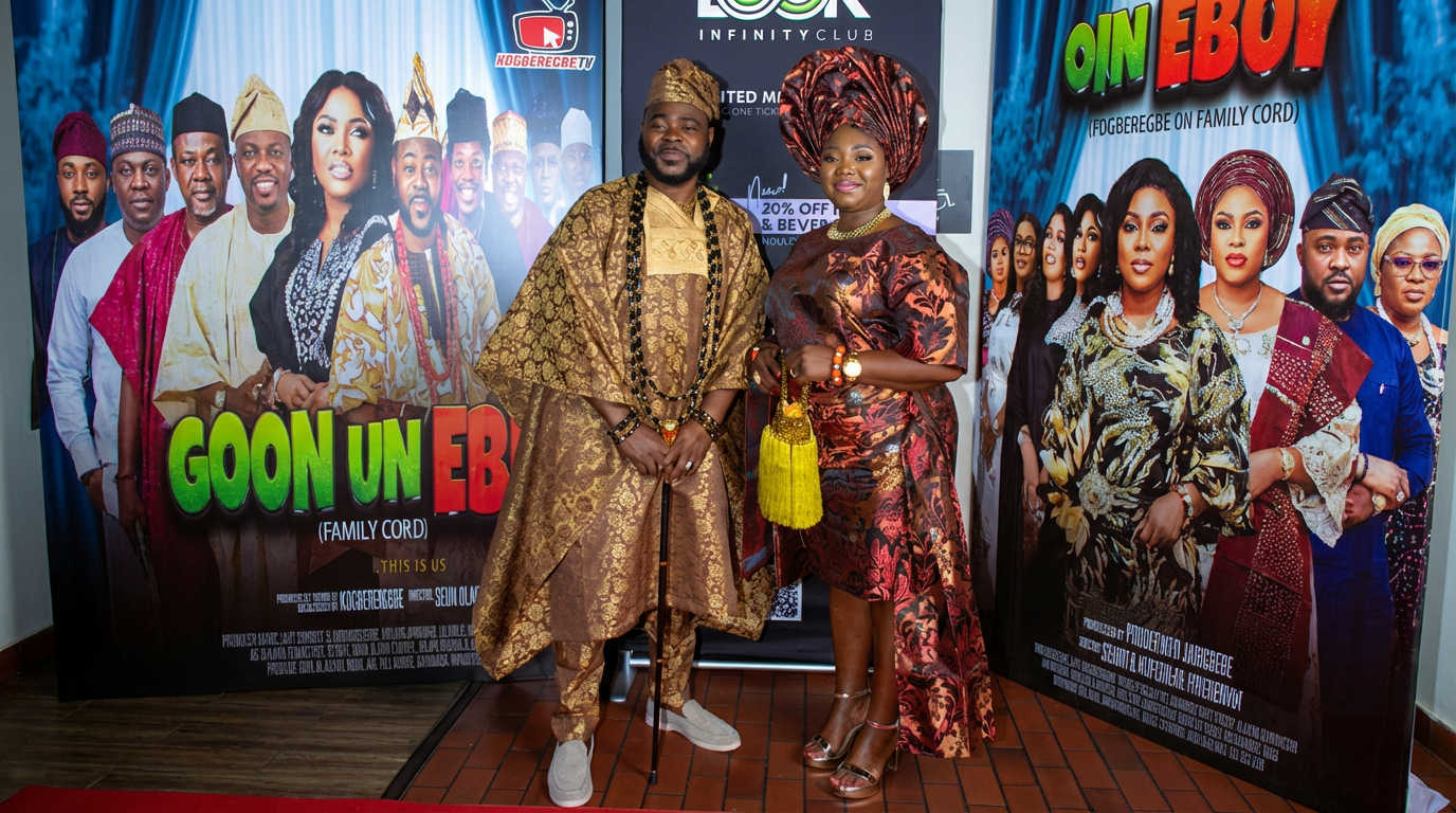Producers of Okun Ebi, Mr and Mrs Kogberegbe at the premiere.