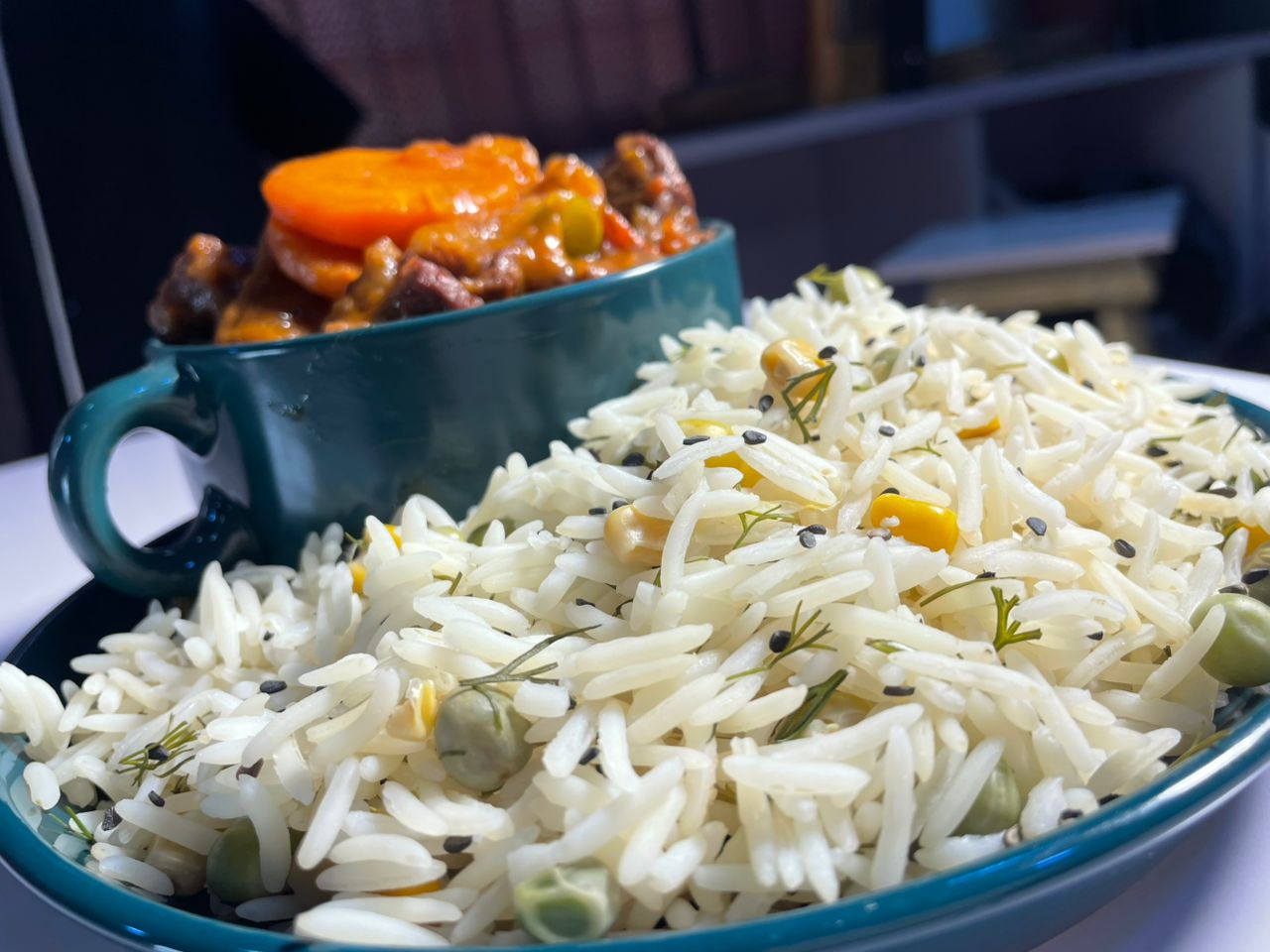 Photos of herb white rice and classic vanilla milkshake provided by Chef Kin