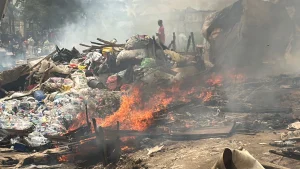 Firefighters at the incident scene.