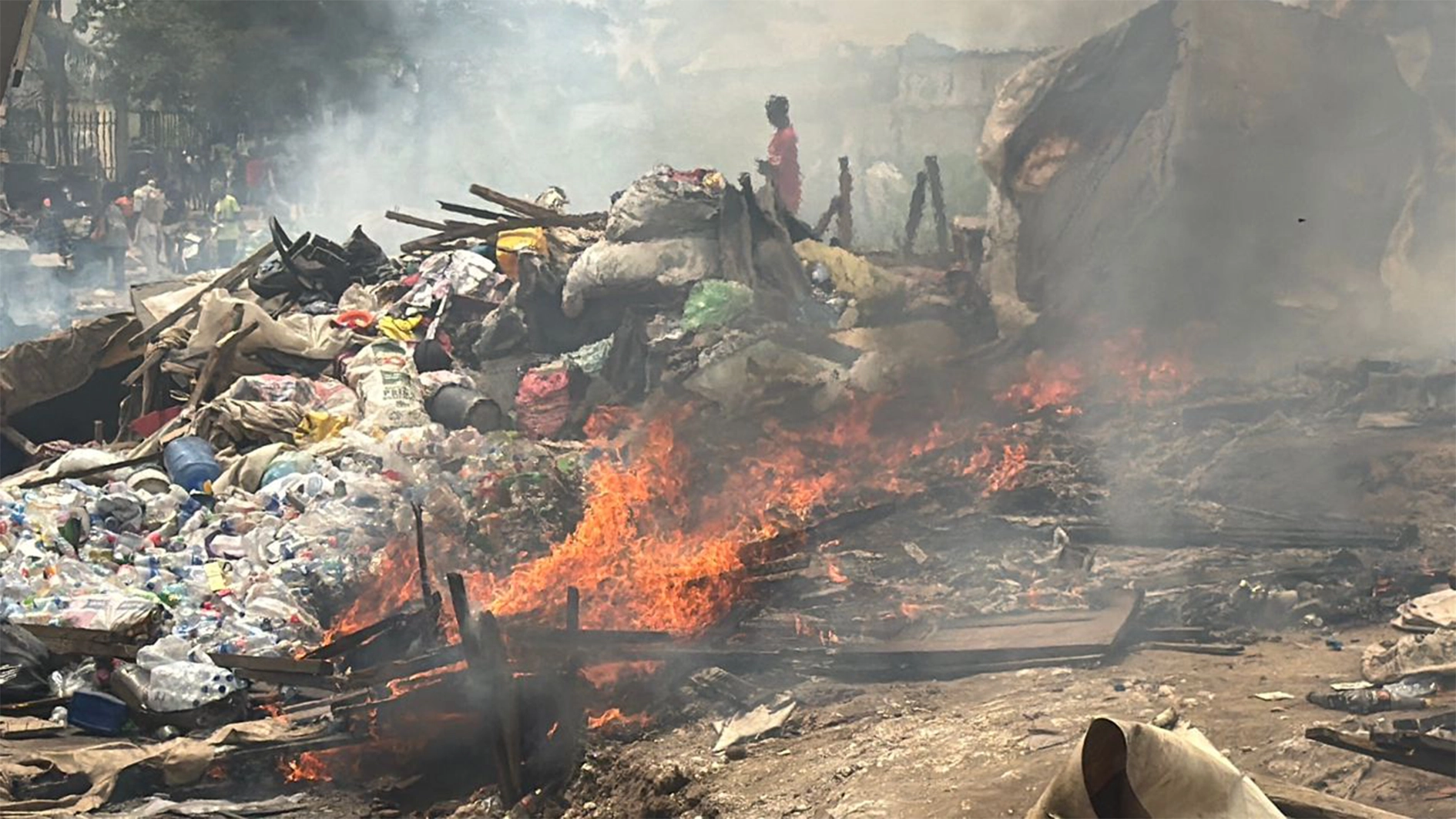 Firefighters at the incident scene.