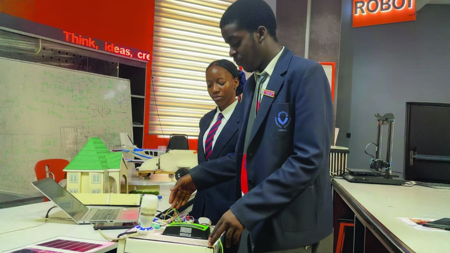 The students with their Smart Solar Mini Grid project at the Battle of Energy Titans Challenge.