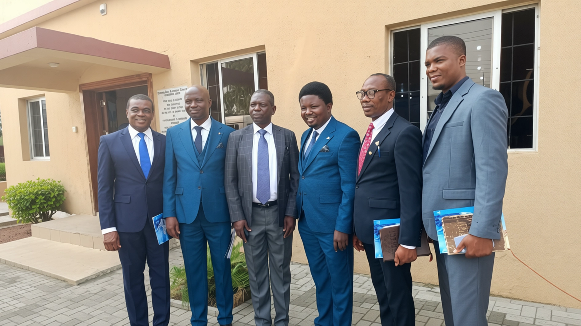 President Western Nigeria Union Conference, Pastor Ezekiel Adeleye, who represented the West Central African Division President, PastorBasseyUdoh (third left) with President of Lagos-East Atlantic Conference, Pastor Stanley Chikezie (third right) and other Executive Officers, during the inauguration and dedication service held in honour of the newly elected officers at the Seventh-day Adventist ChurchConference Headquarters, Lekki-Epe Expressway, Sango-Tedo, Lagos.