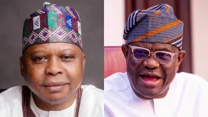 senior lawyer Kabiru Tanimu Turaki(R) Minister of the Federal Capital Territory (FCT), Nyesom Ezenwo Wike(L)