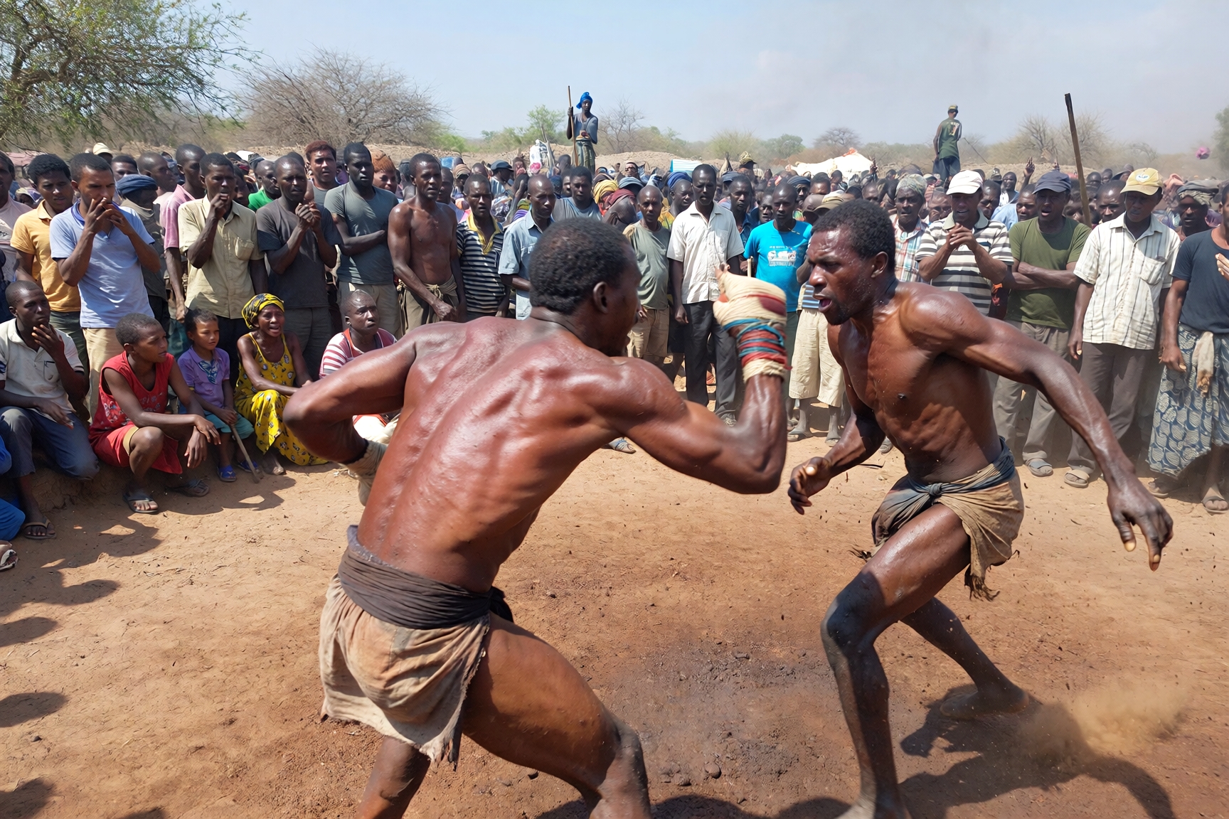 King of Dambe in Nigeria competing in a traditional Hausa boxing event, highlighting the meaning and cultural roots of Dambe