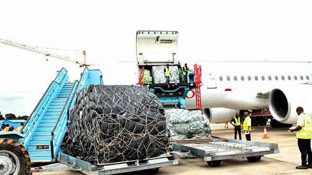 Air freighters offloading consignments at the cargo section of Murtala Muhammed International Airport (MMIA), Lagos..